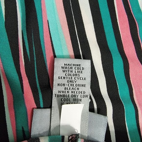 Catherines Fit & Flare Dress Plus Size 3X 26/28W Stretch Pullover Pink Green - Picture 8 of 8